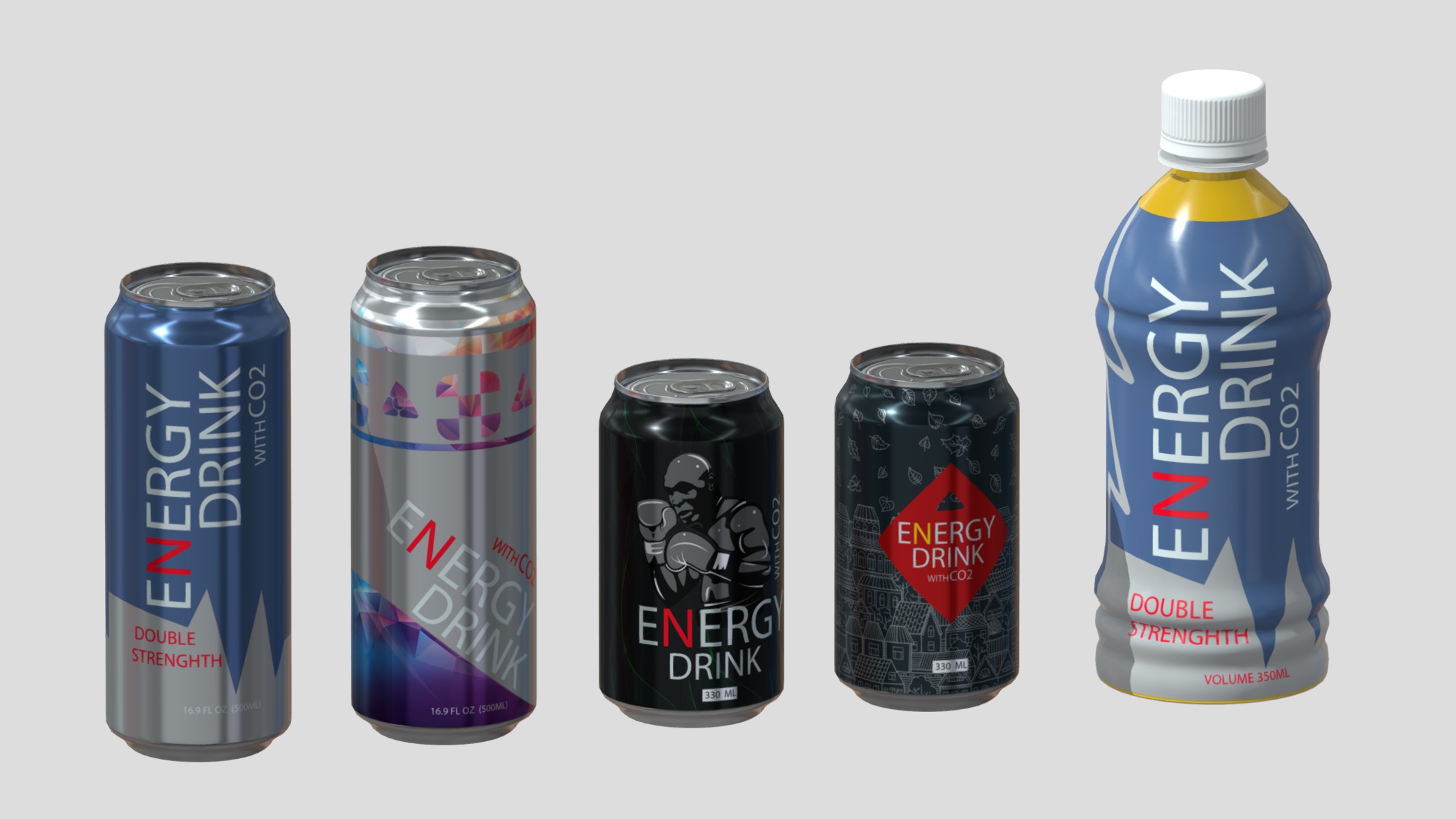 Power Energy Drink Low Poly Low-poly 3D model_6