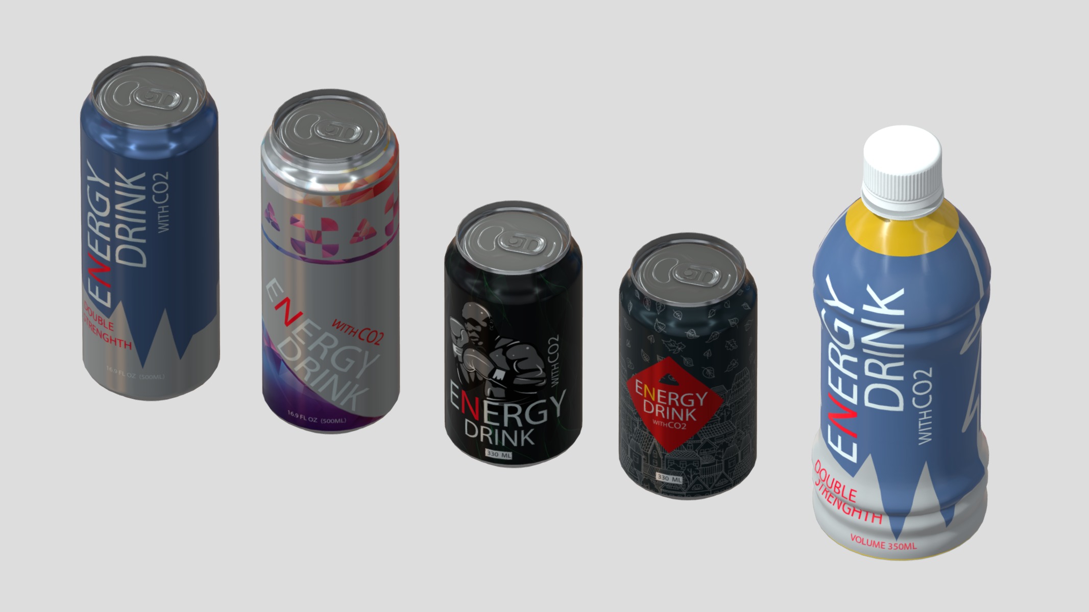 Power Energy Drink Low Poly Low-poly 3D model_8
