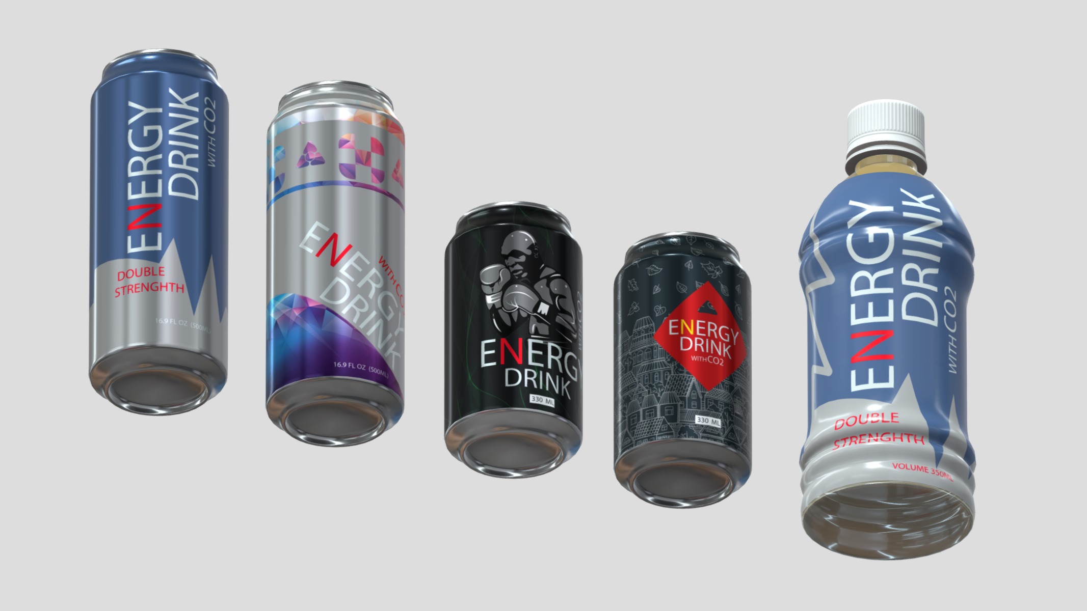 Power Energy Drink Low Poly Low-poly 3D model_10