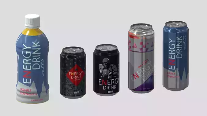 Power Energy Drink Low Poly Low-poly 3D model
