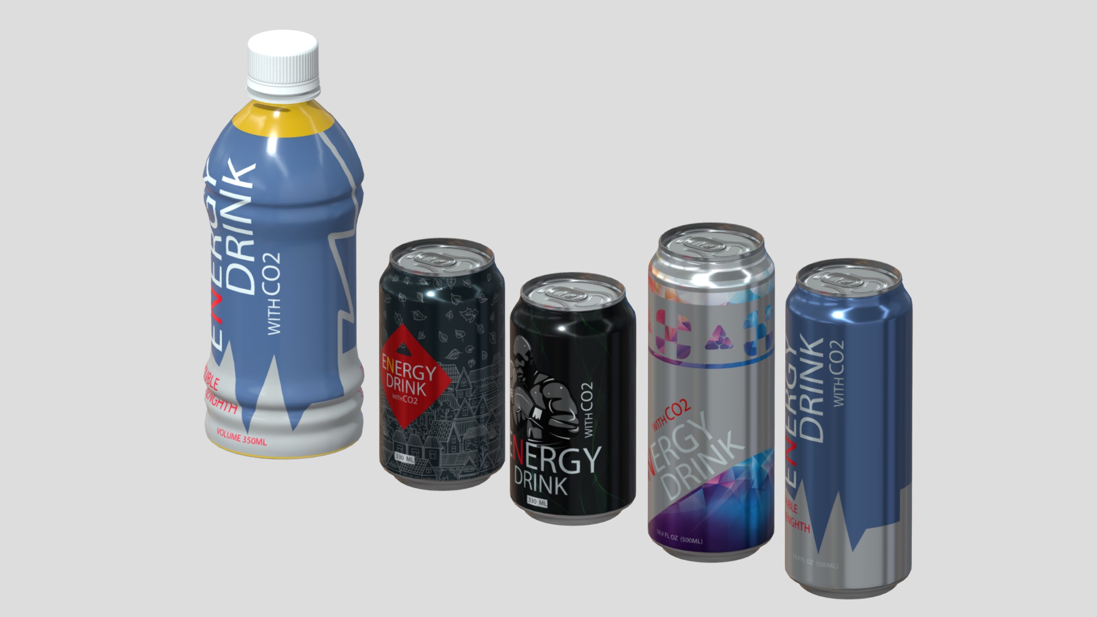 Power Energy Drink Low Poly Low-poly 3D model_4