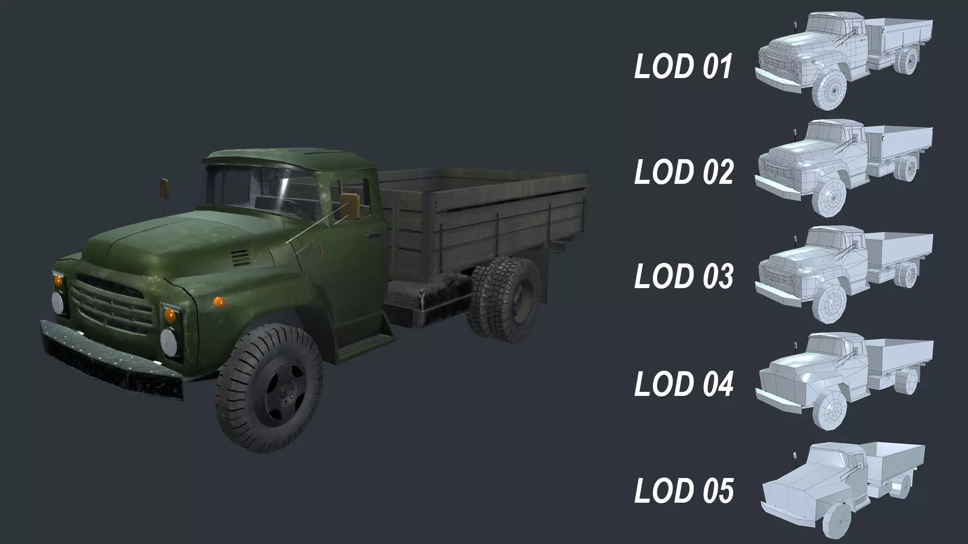Asset - Army - Zil 130 - 3D MODEL Low-poly 3D model Low-poly 3D model_0