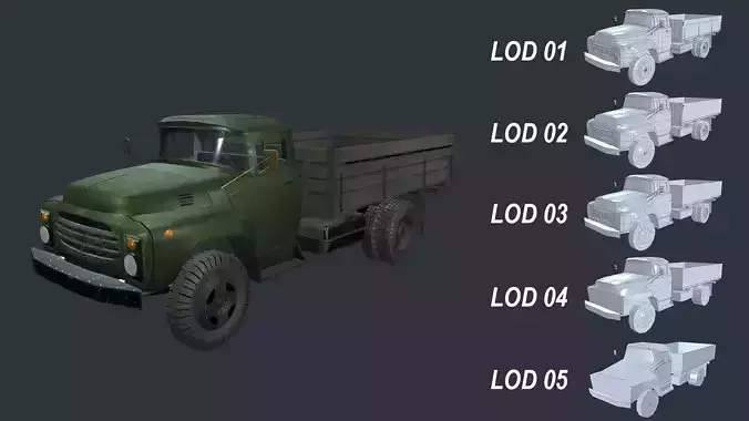 Asset - Army - Zil 130 - 3D MODEL Low-poly 3D model Low-poly 3D model