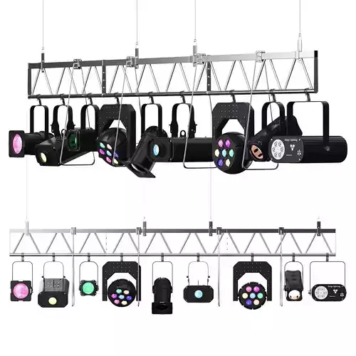 Soft theater farm with lighting equipment Low-poly 3D model