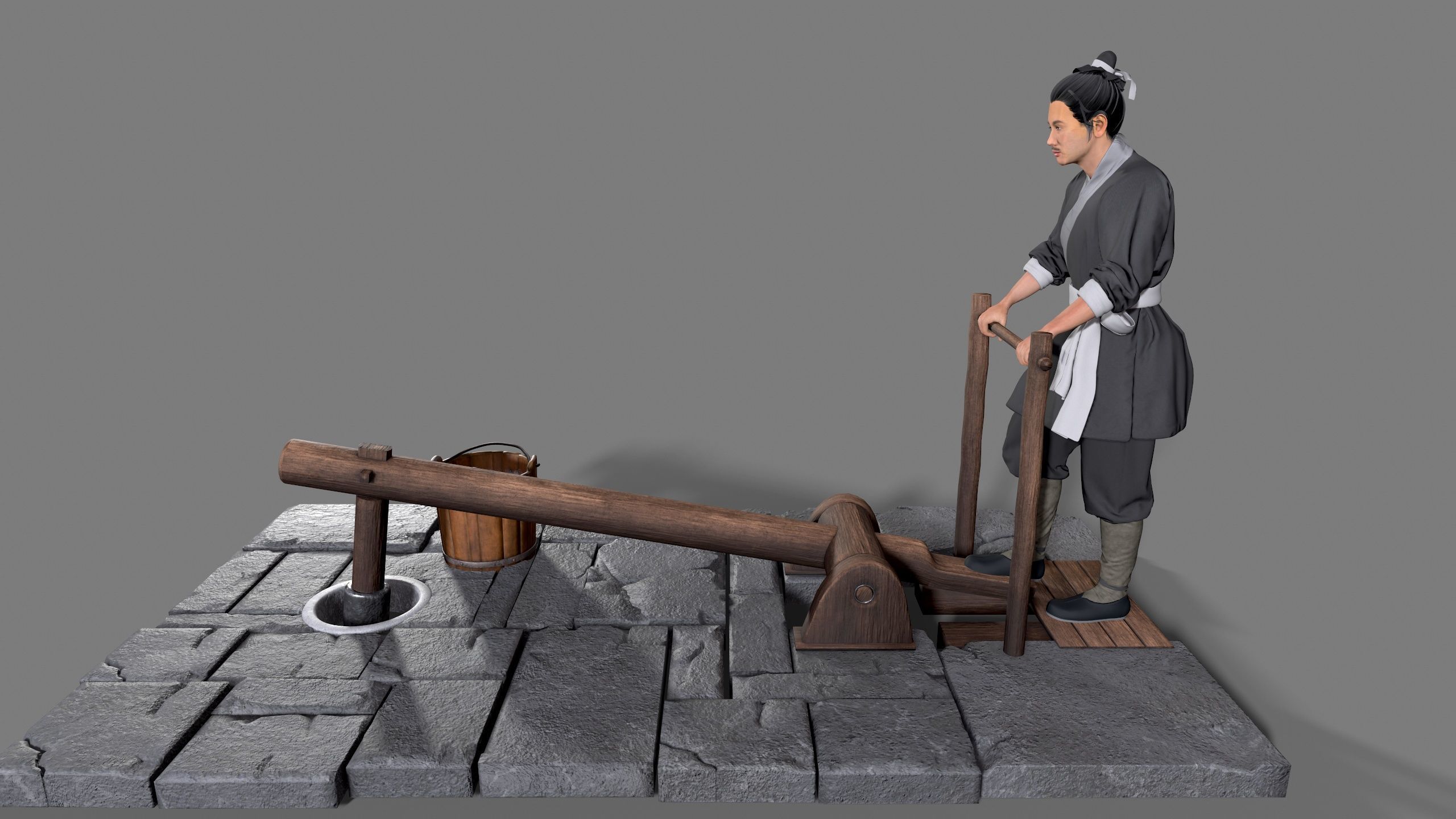 farmer avatar Low-poly 3D model_2