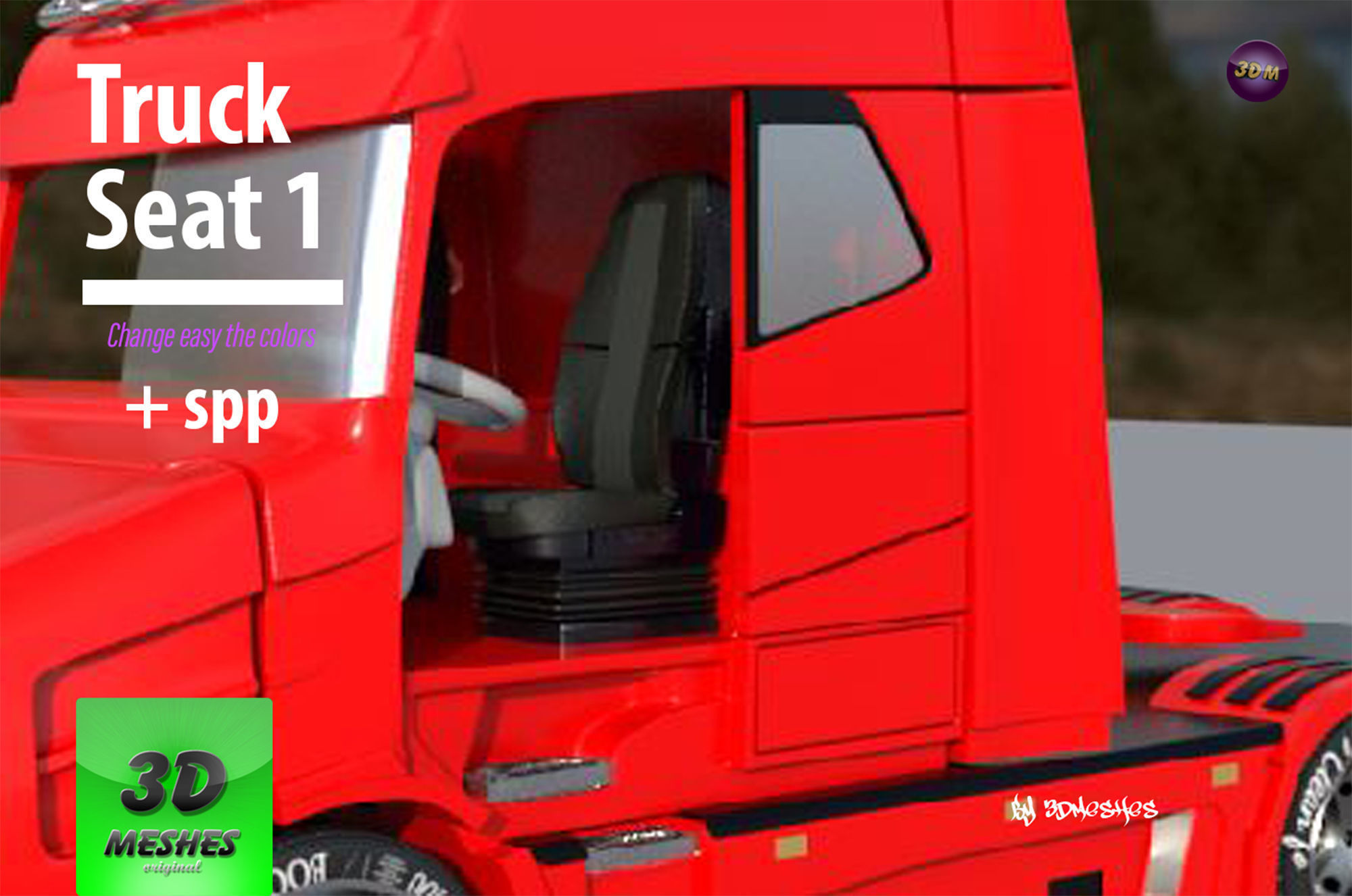 Truck Seat 1 - PBR lowpoly spp Low-poly 3D model_5