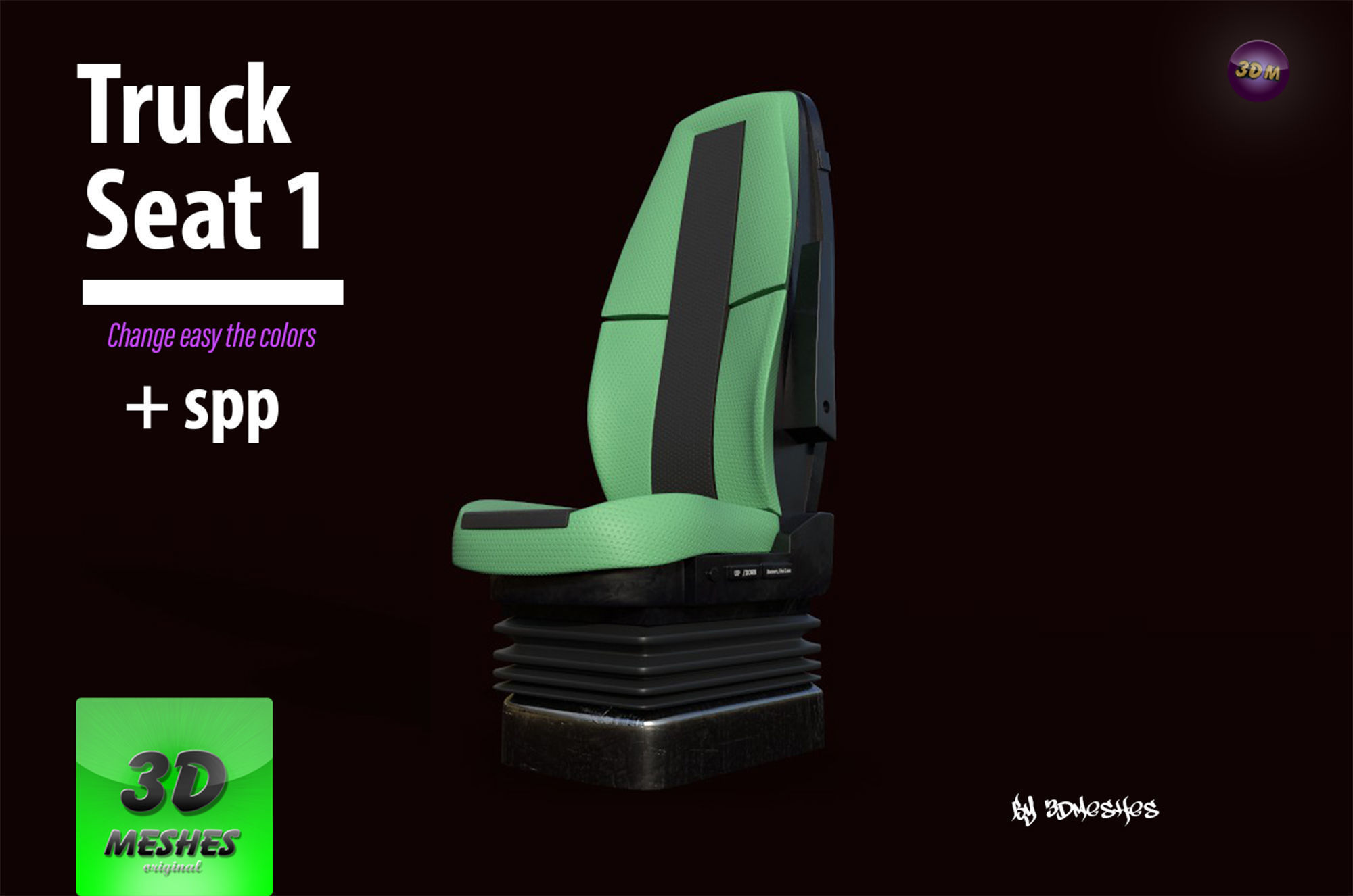 Truck Seat 1 - PBR lowpoly spp Low-poly 3D model_6