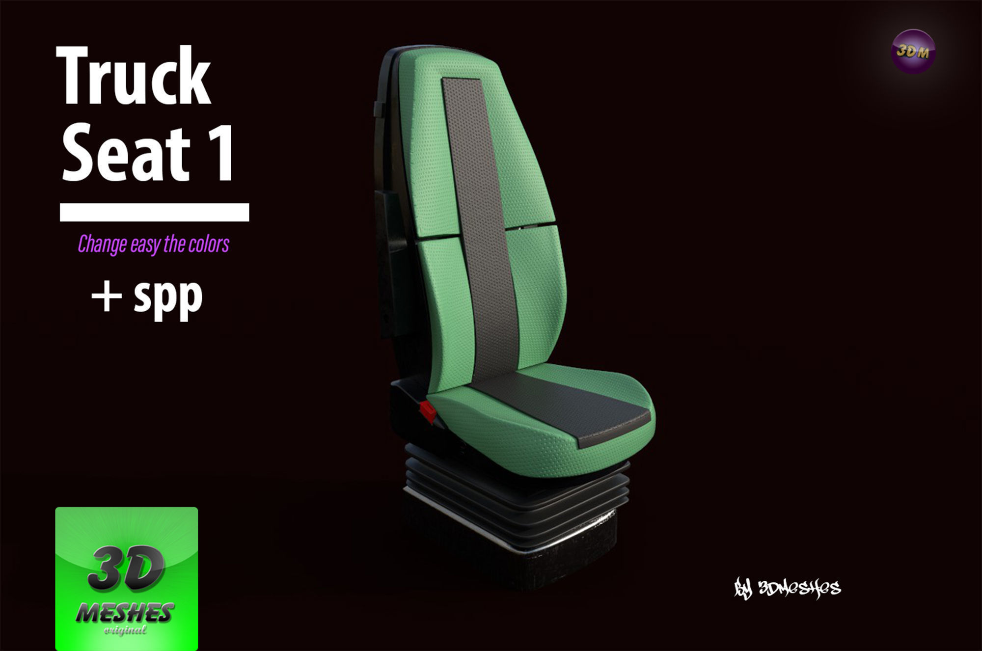 Truck Seat 1 - PBR lowpoly spp Low-poly 3D model_9
