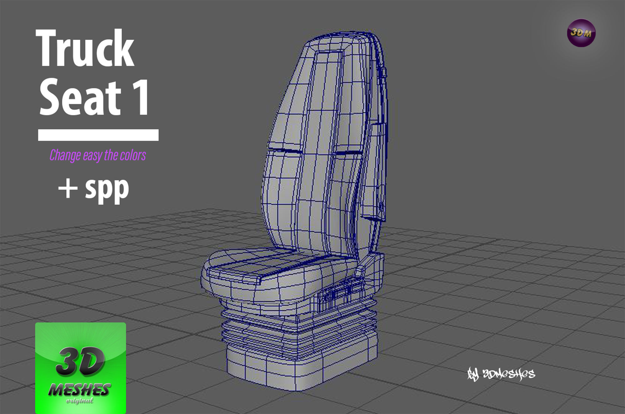Truck Seat 1 - PBR lowpoly spp Low-poly 3D model_12