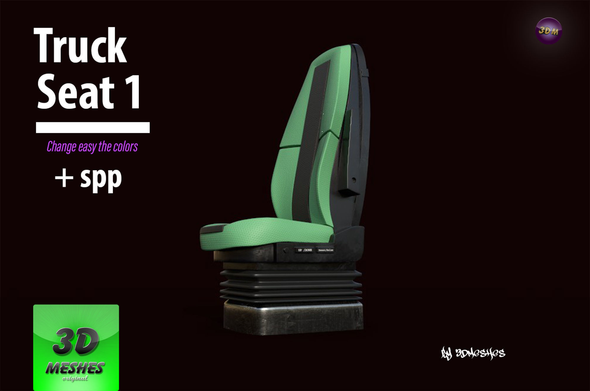 Truck Seat 1 - PBR lowpoly spp Low-poly 3D model_8