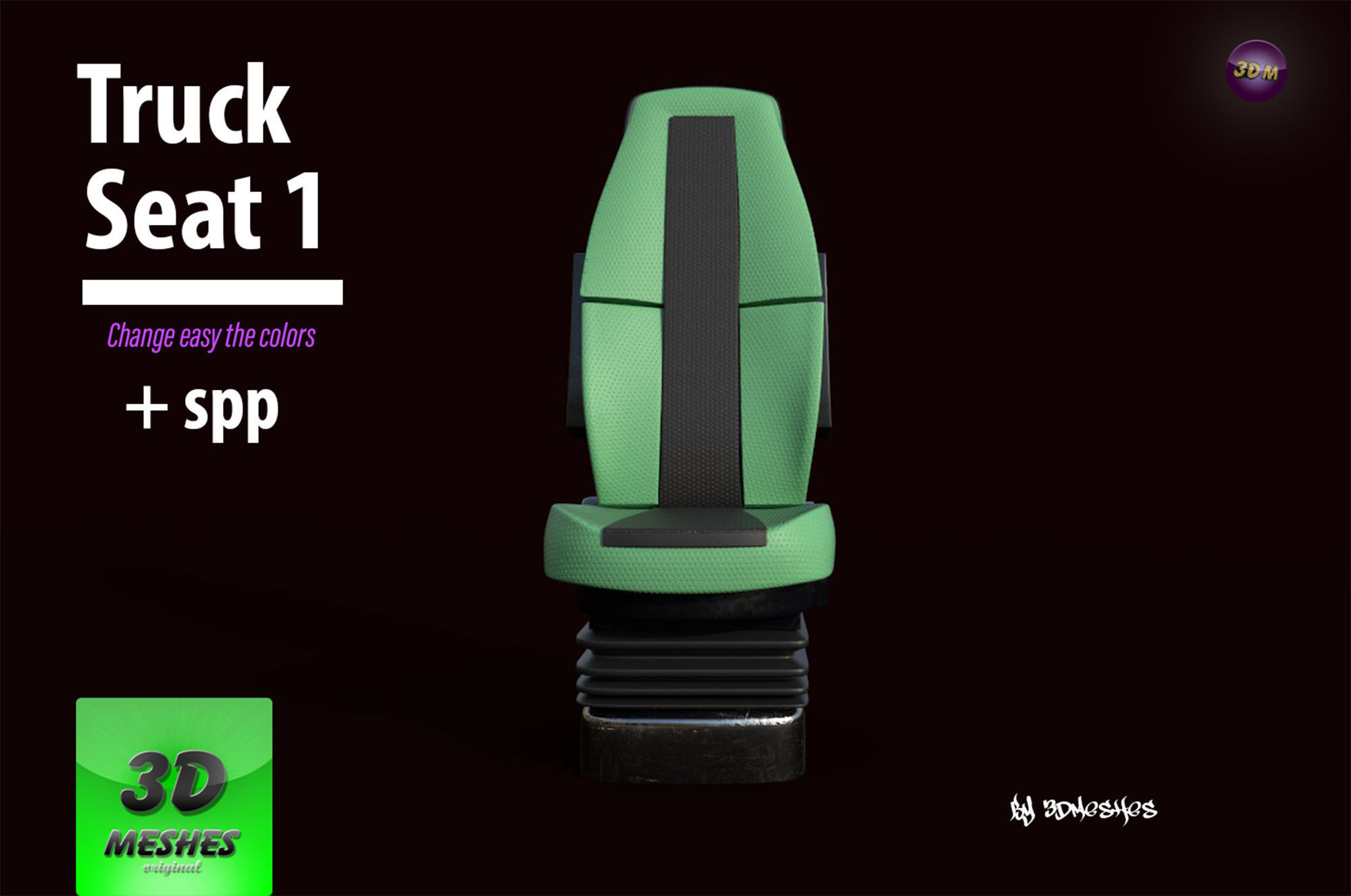 Truck Seat 1 - PBR lowpoly spp Low-poly 3D model_7