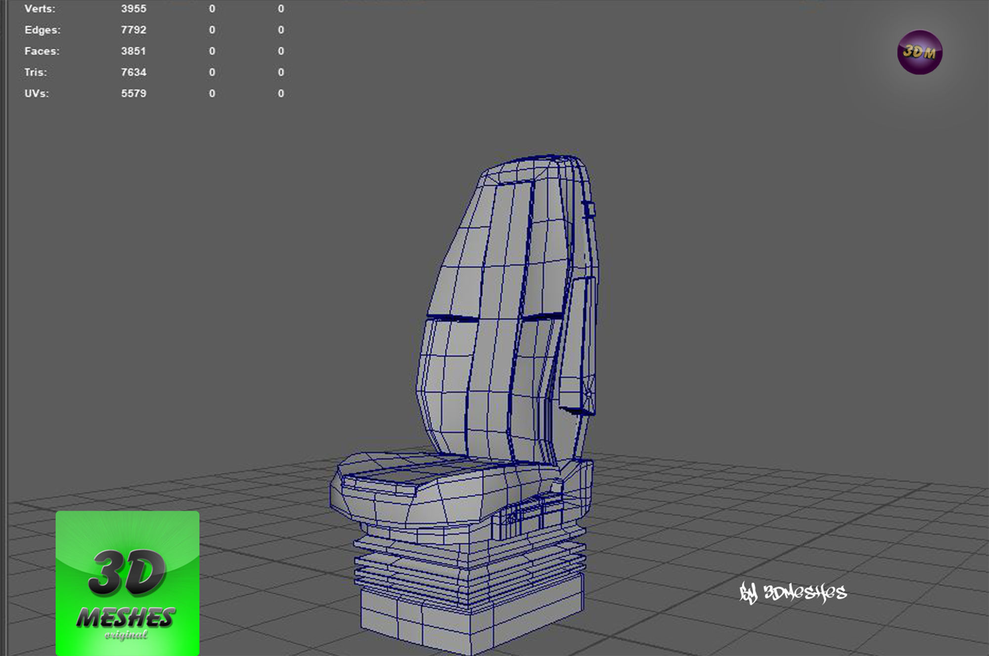 Truck Seat 1 - PBR lowpoly spp Low-poly 3D model_2