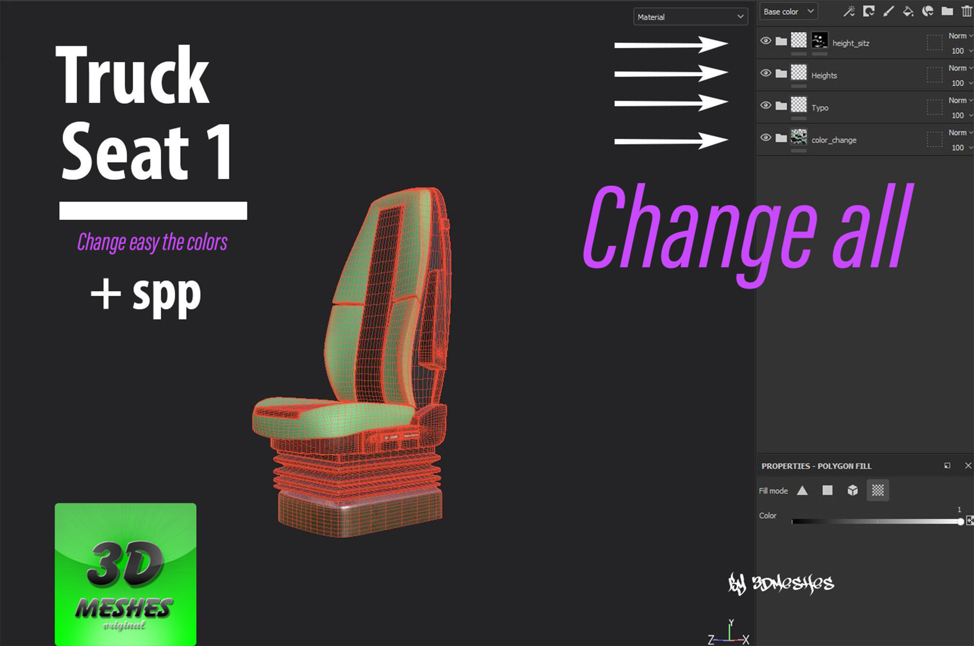 Truck Seat 1 - PBR lowpoly spp Low-poly 3D model_10