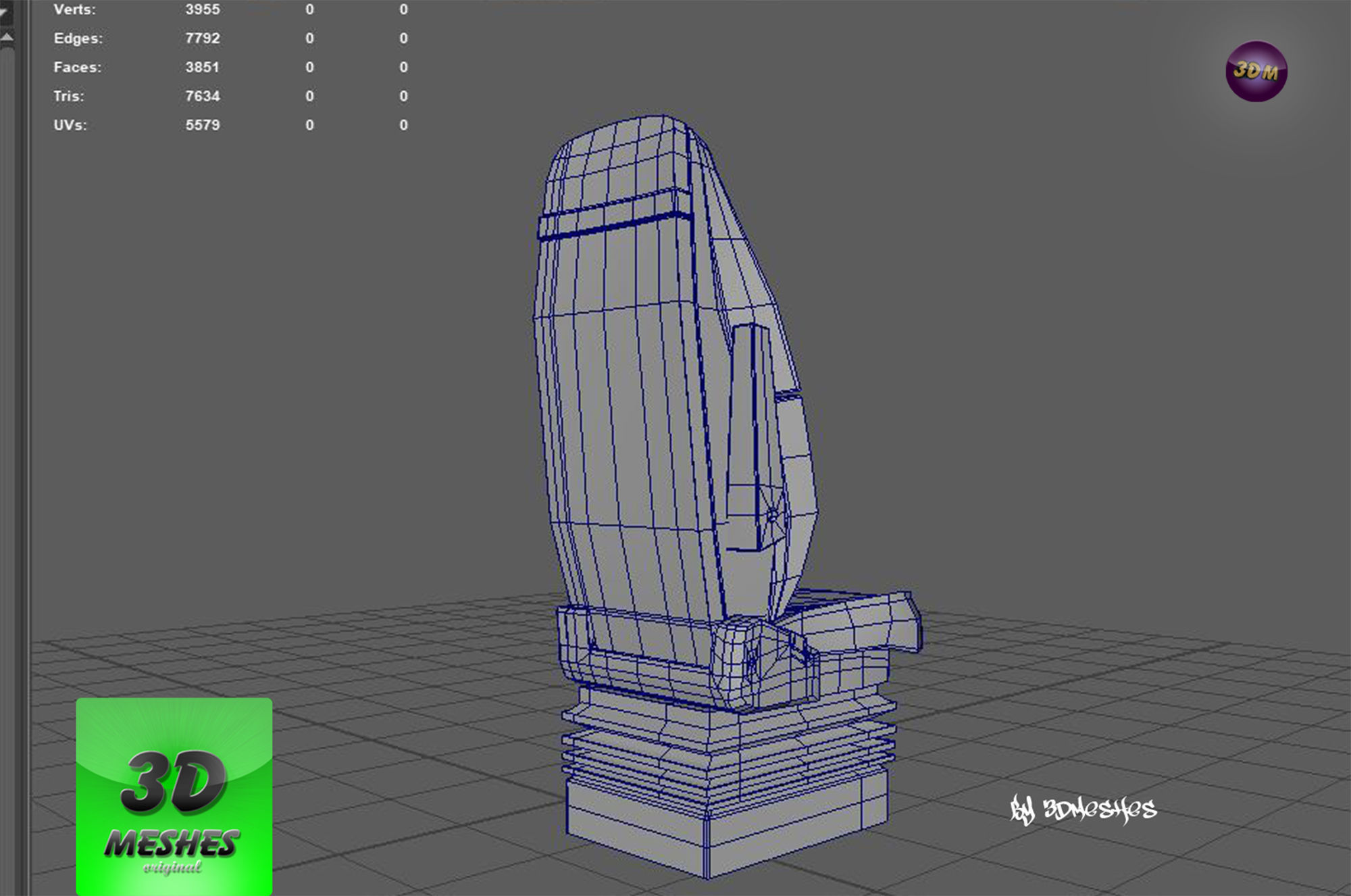 Truck Seat 1 - PBR lowpoly spp Low-poly 3D model_3