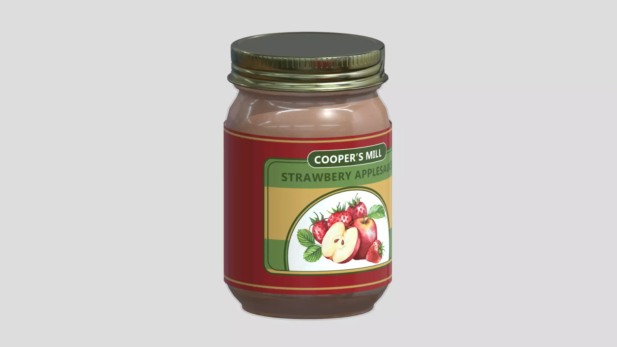 Strawberry Applesauce Pint Low Poly Low-poly 3D model