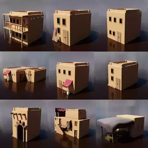 3D Model Desert House Pack Low Poly