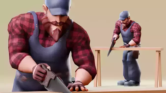 Construction Worker - Carpenter Low-poly 3D model