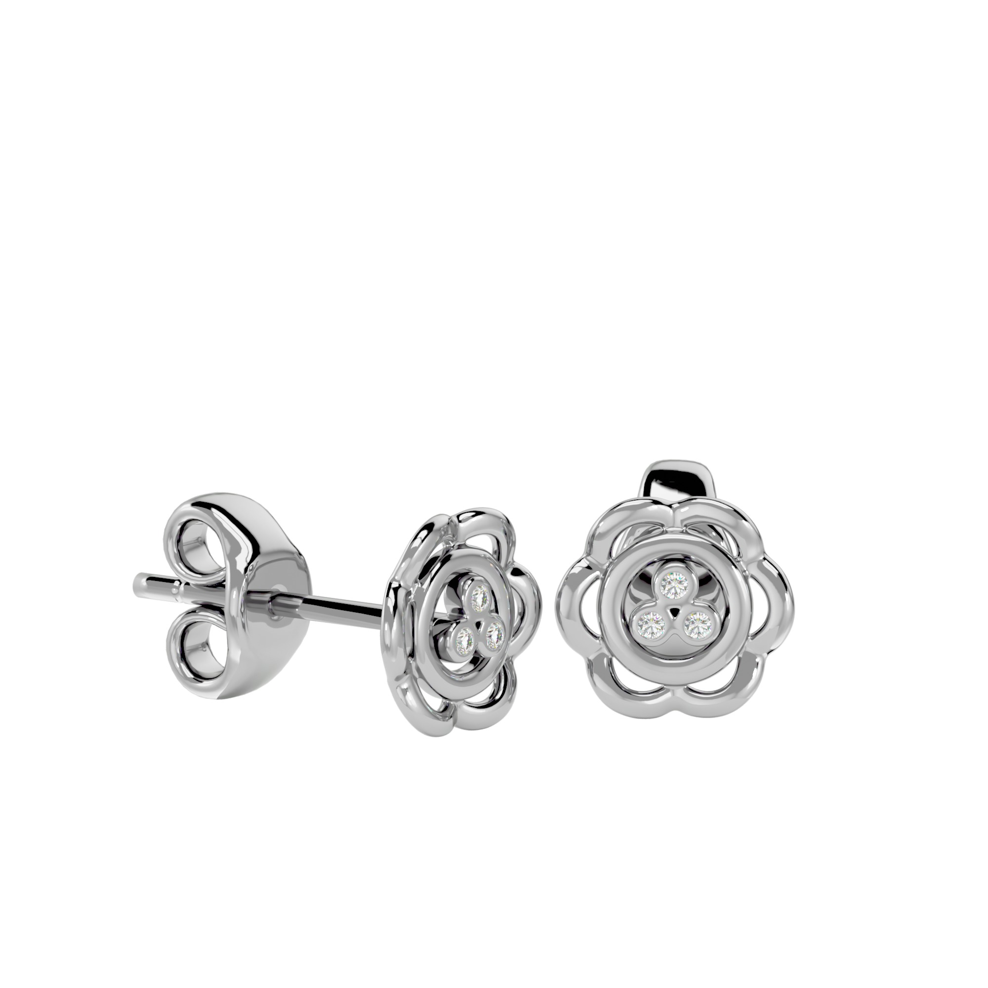 Light Minimalist Diamond Earrings 3D print model_7