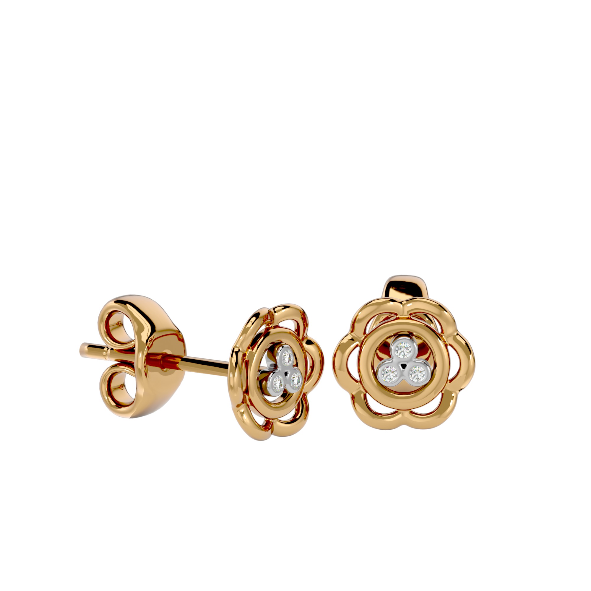 Light Minimalist Diamond Earrings 3D print model_8