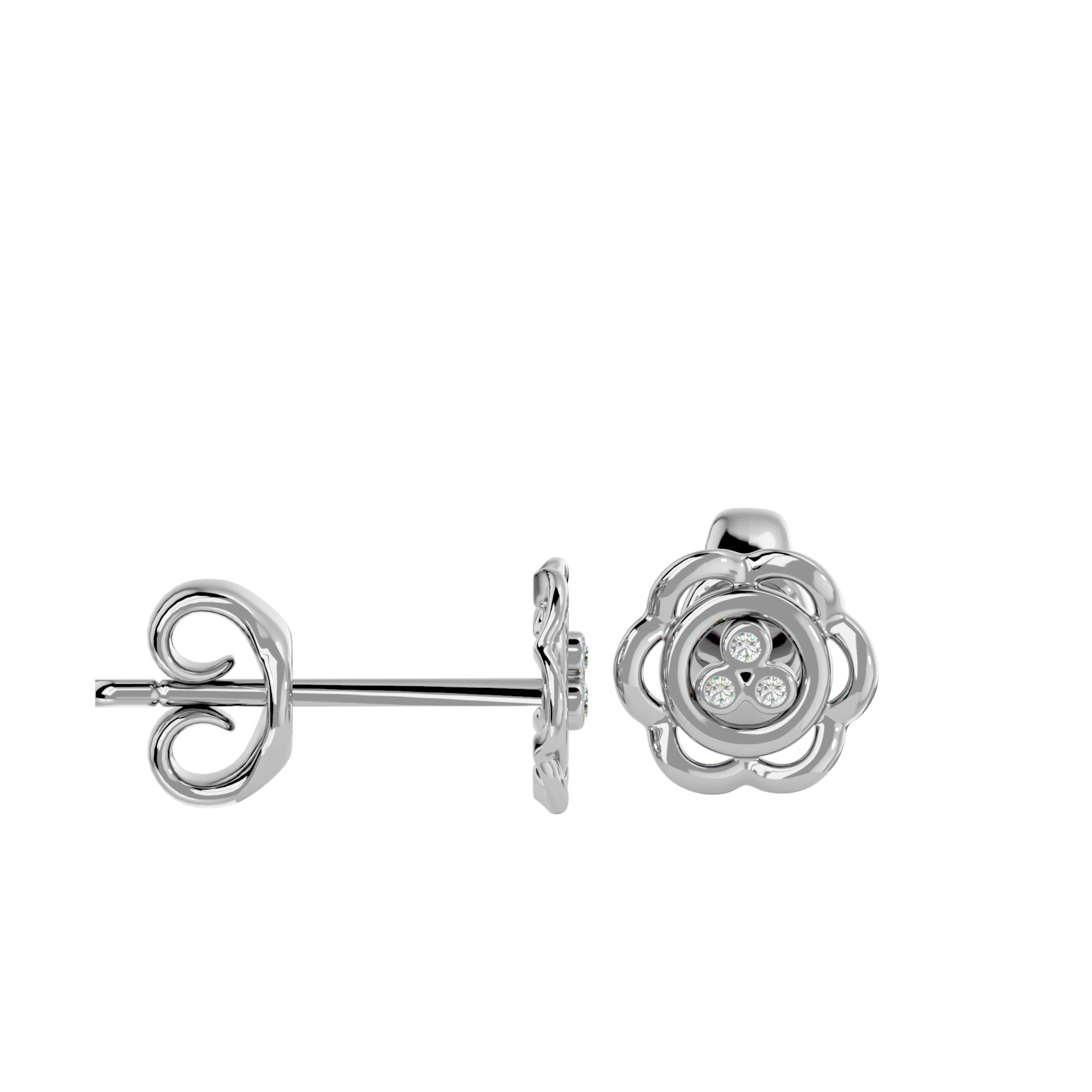 Light Minimalist Diamond Earrings 3D print model_12