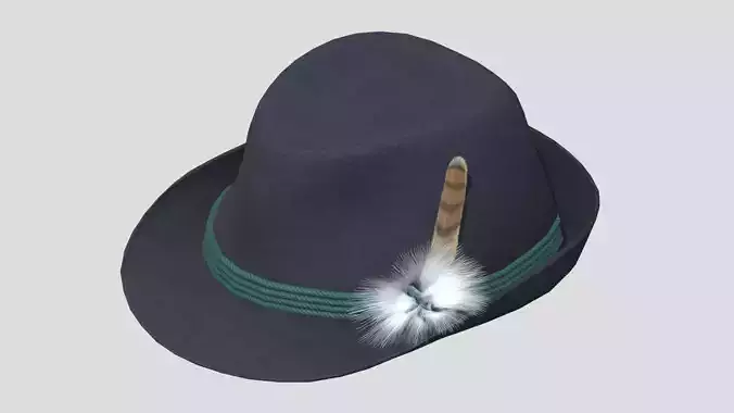 Tyrolean Hat Low Poly Low-poly 3D model