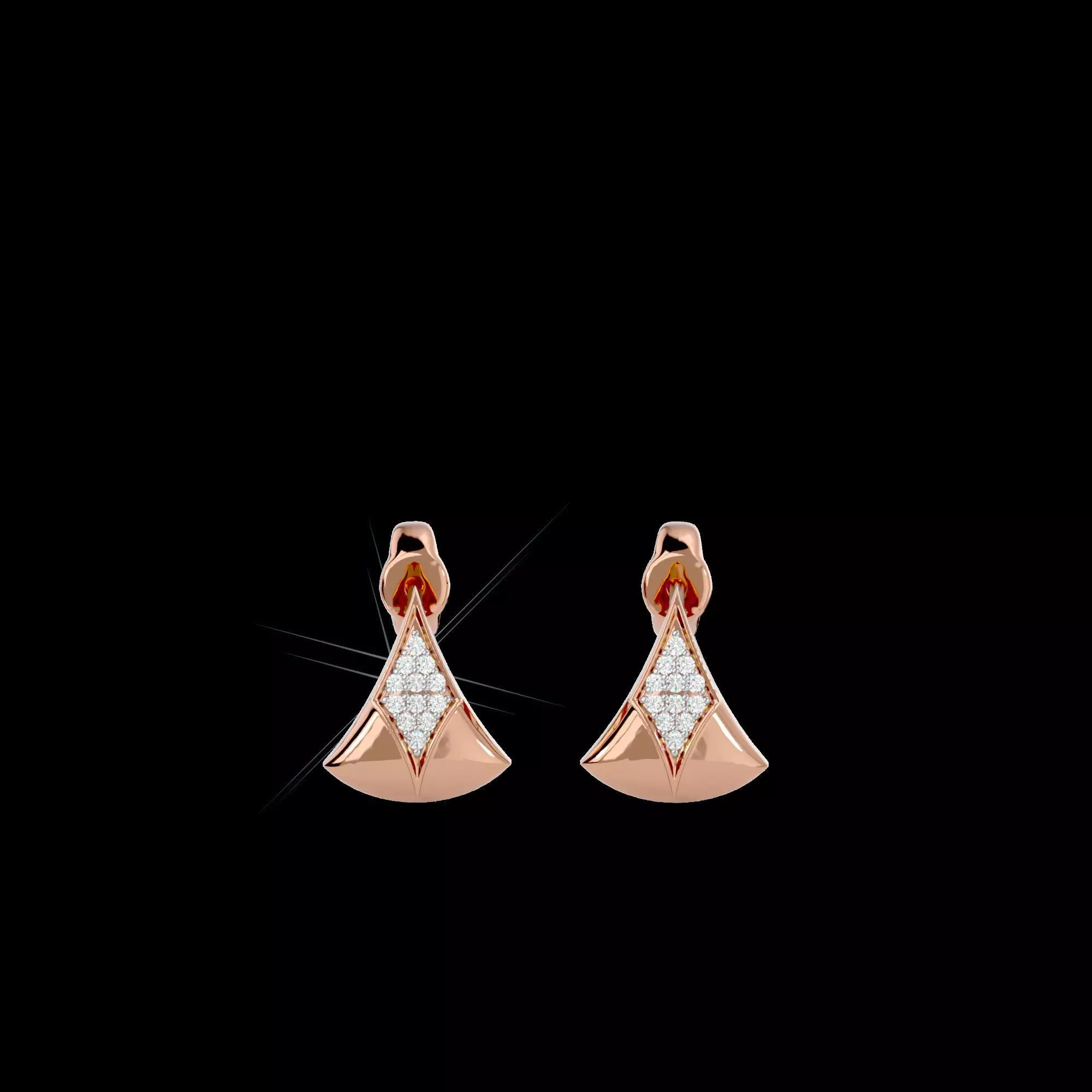 Light Minimalist Diamond Earrings 3D print model_0