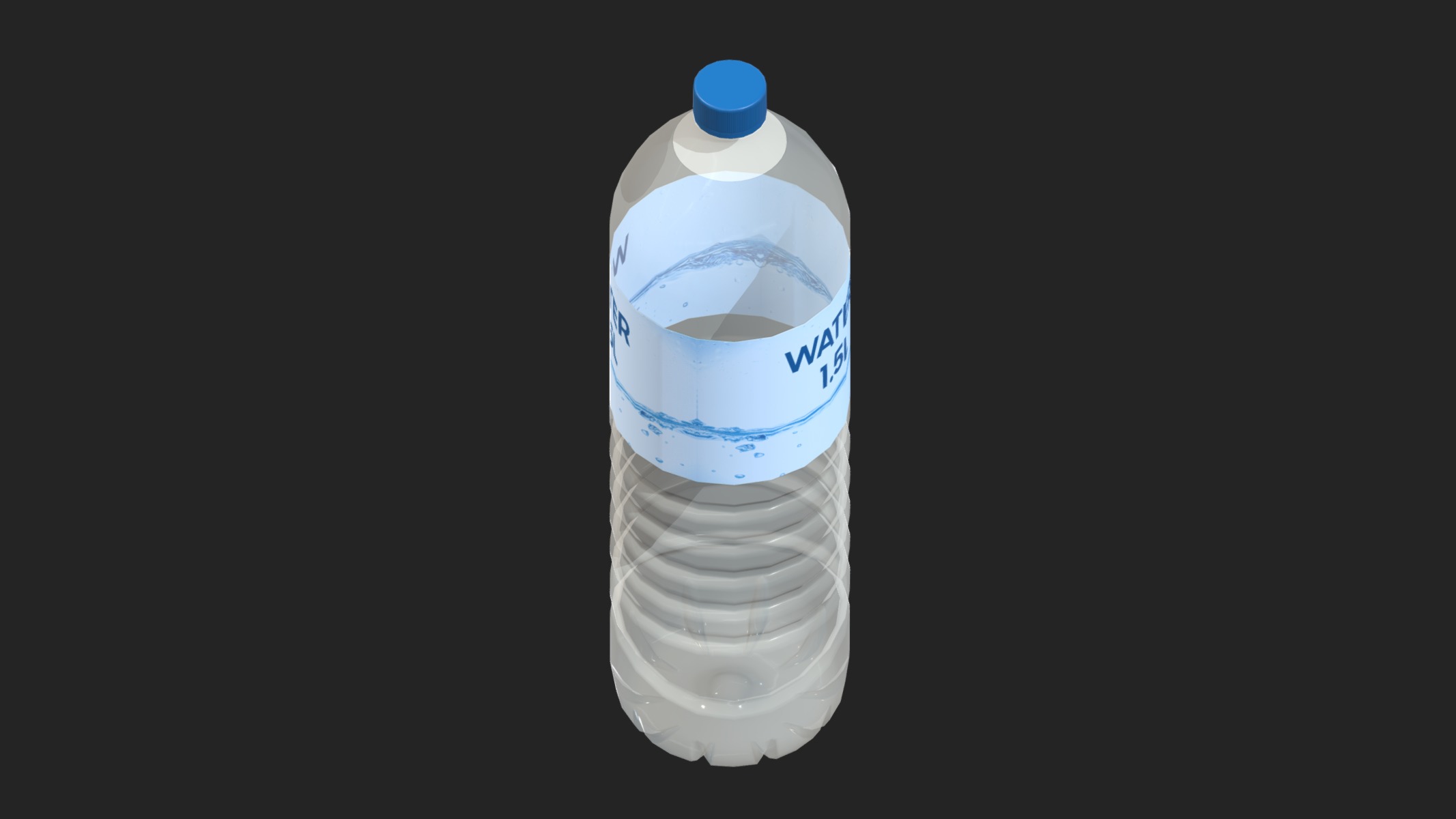 Water Bottle One Point Five Liters Low Poly Low-poly 3D model_10