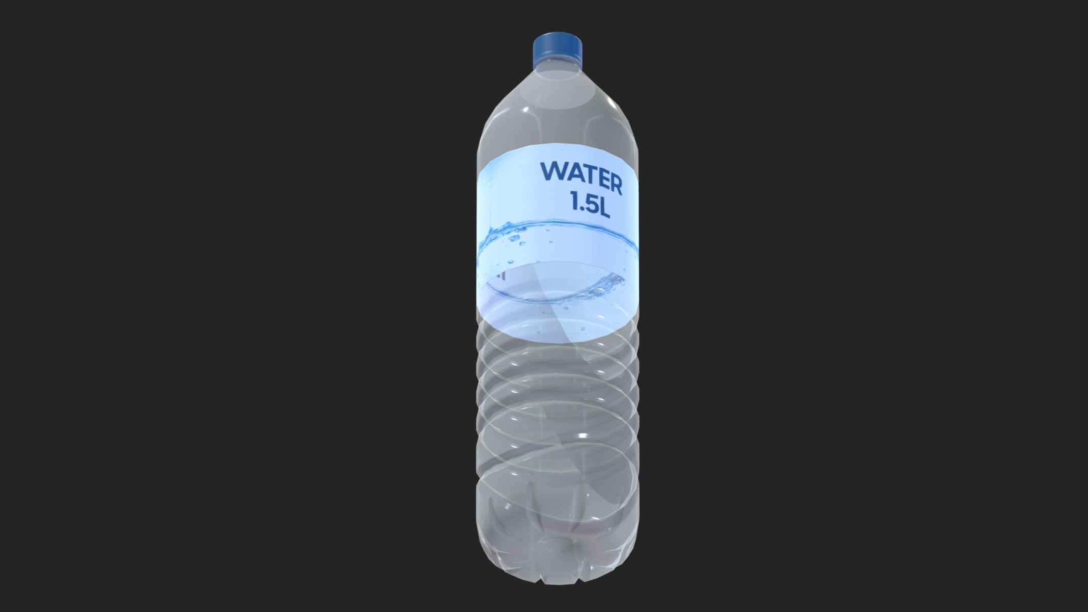Water Bottle One Point Five Liters Low Poly Low-poly 3D model_8