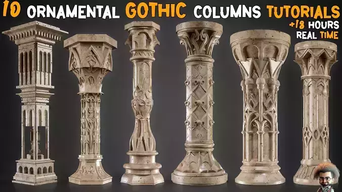 10 Ornamental Gothic Columns Tutorials  Vol 05