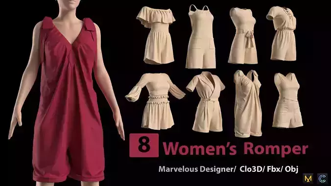 8 Womens Romper 3D model