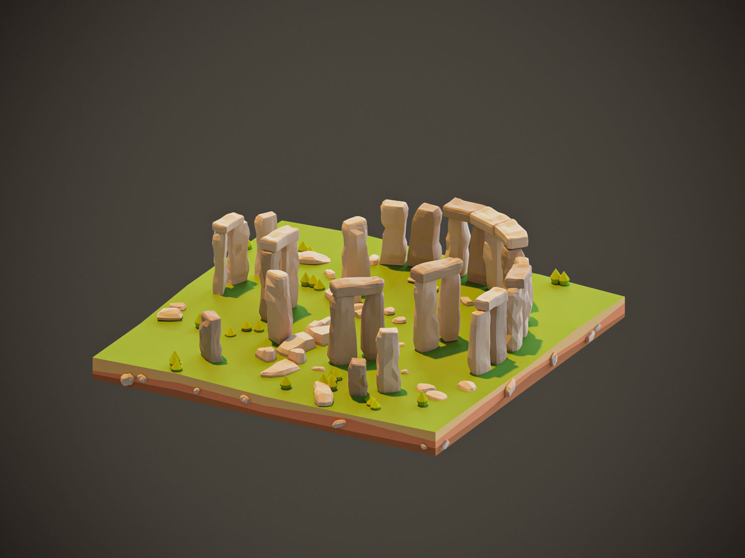 Stonehenge  Low-poly 3D model_1