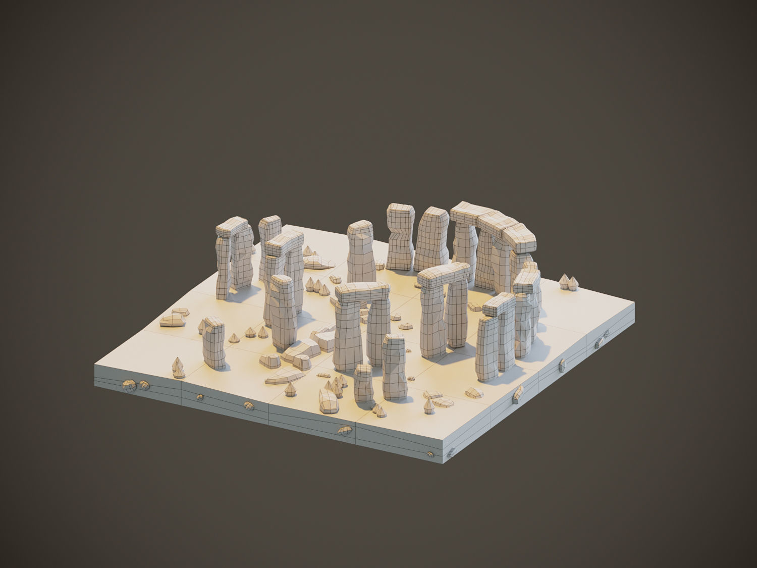 Stonehenge  Low-poly 3D model_3