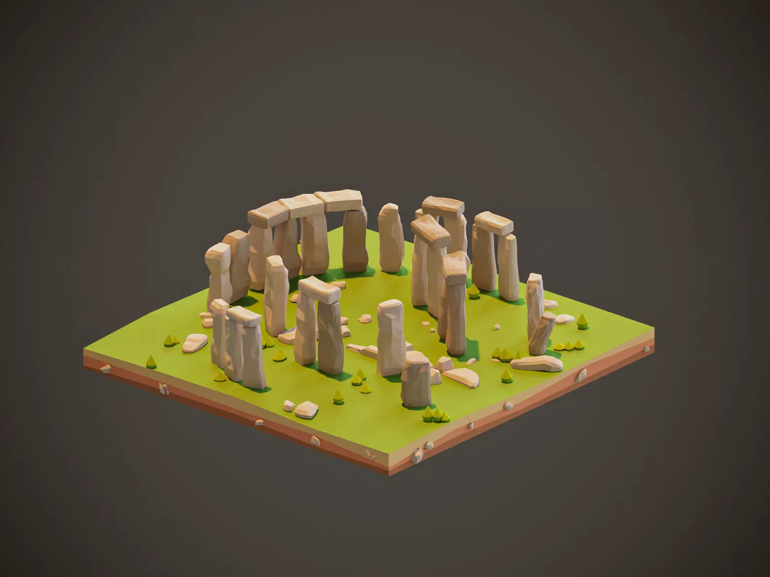 Stonehenge  Low-poly 3D model_0