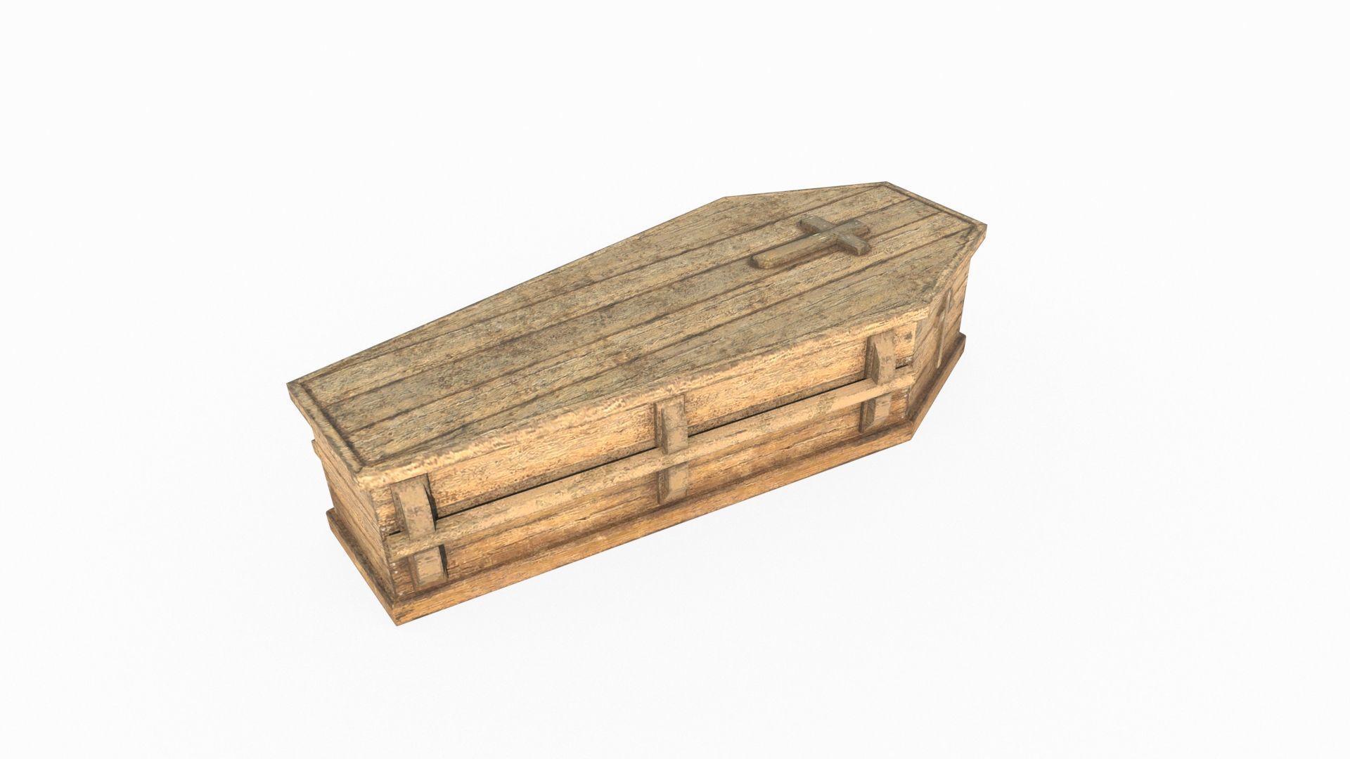 Wooden coffin 3D model_1