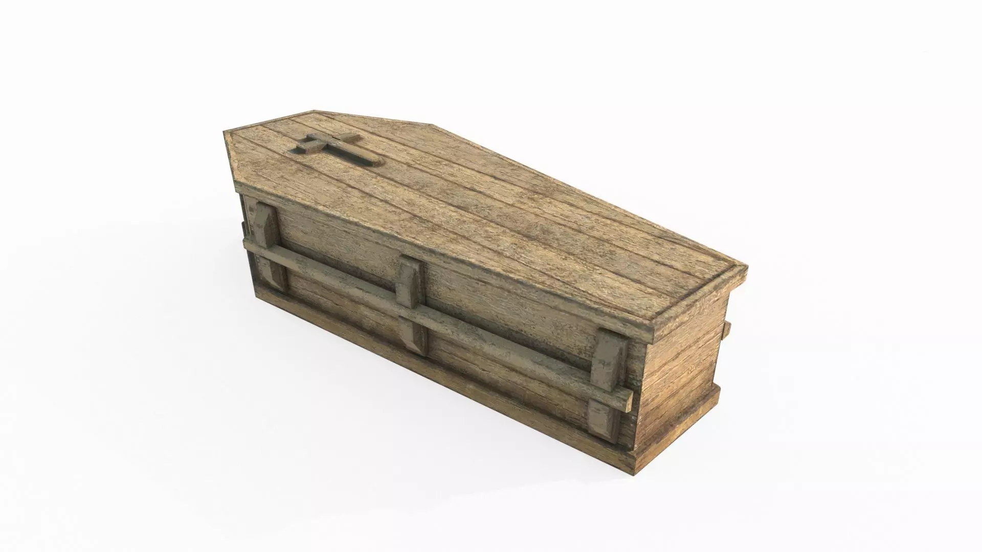 Wooden coffin 3D model_0
