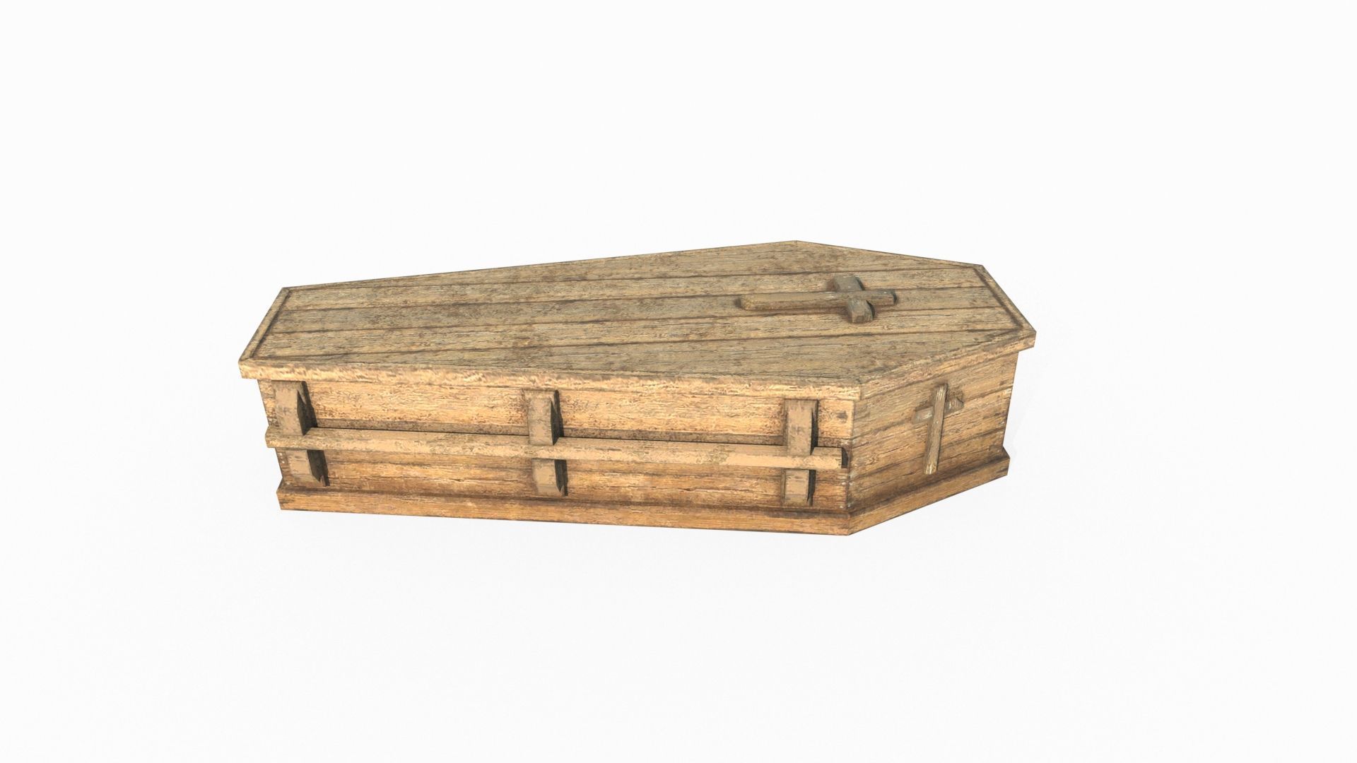 Wooden coffin 3D model_4