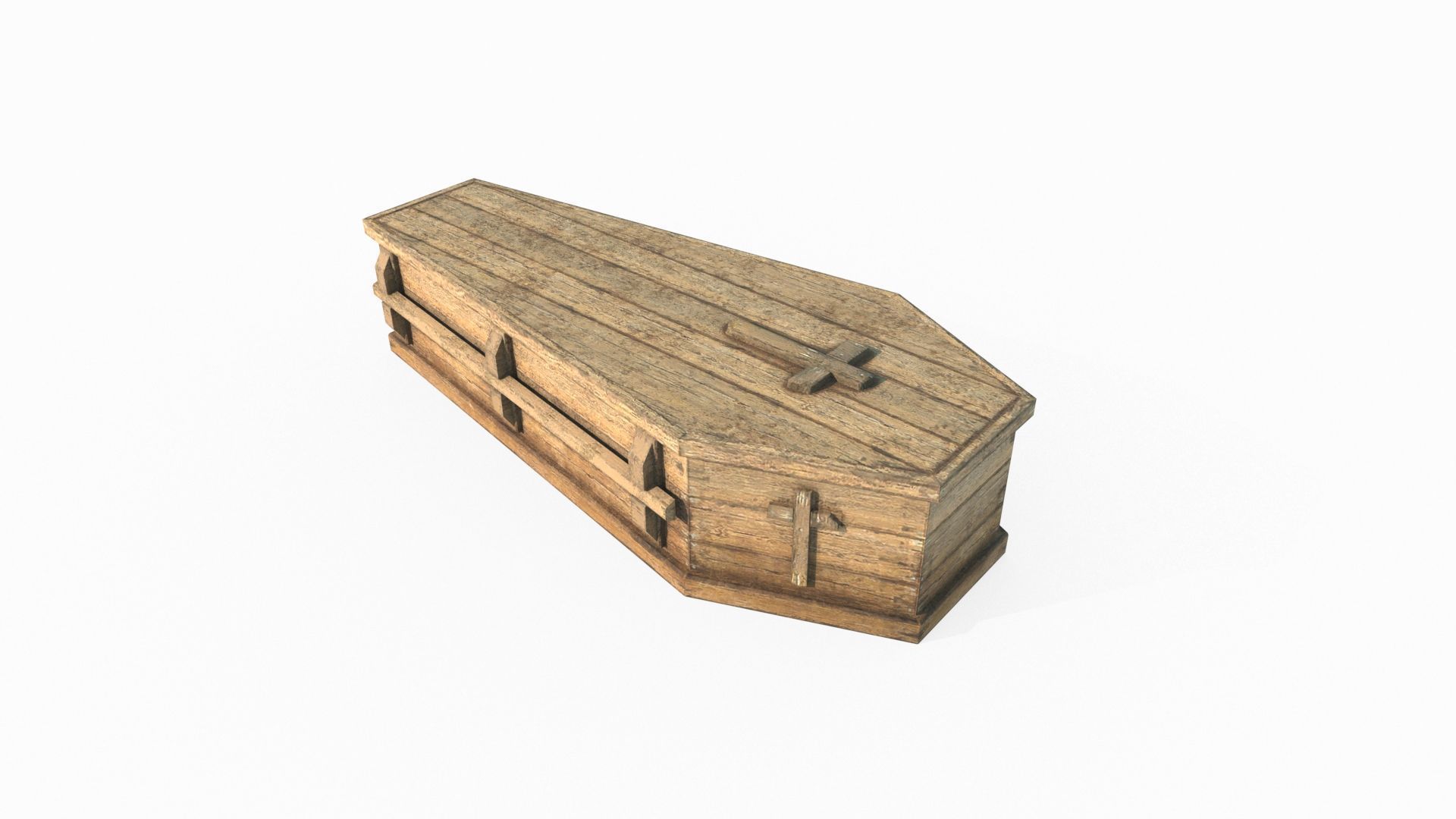 Wooden coffin 3D model_2