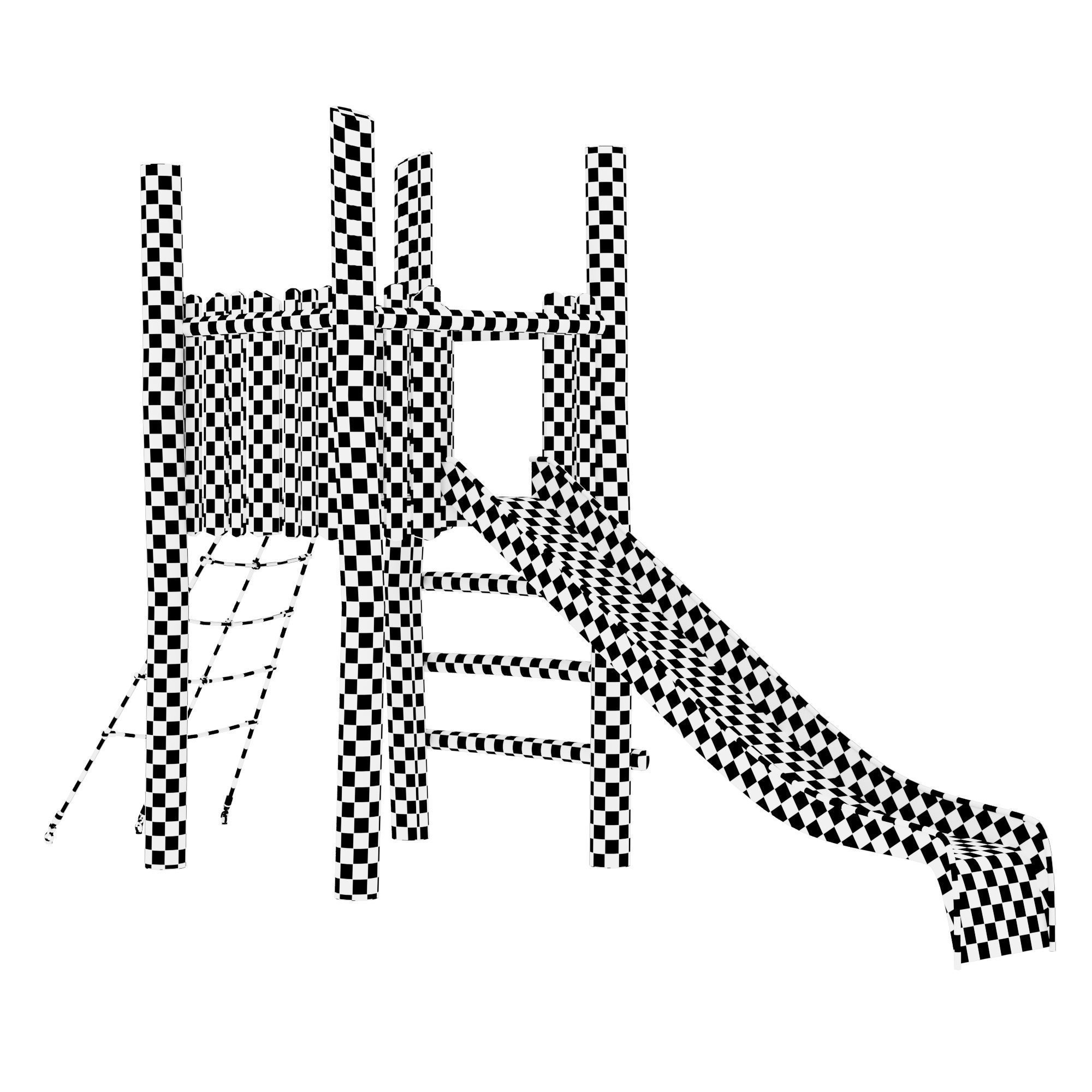 Play platform with slide and net 3D model_5