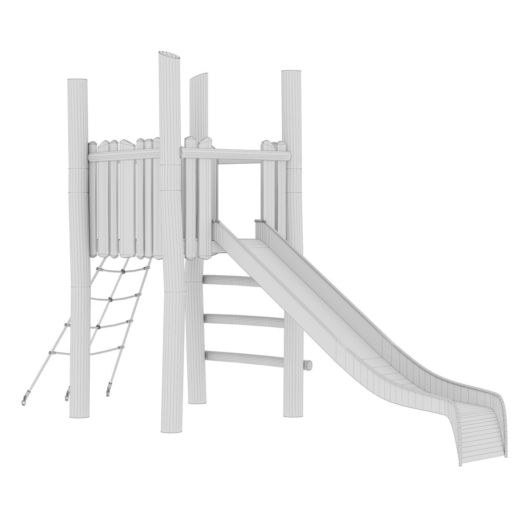 Play platform with slide and net 3D model_3
