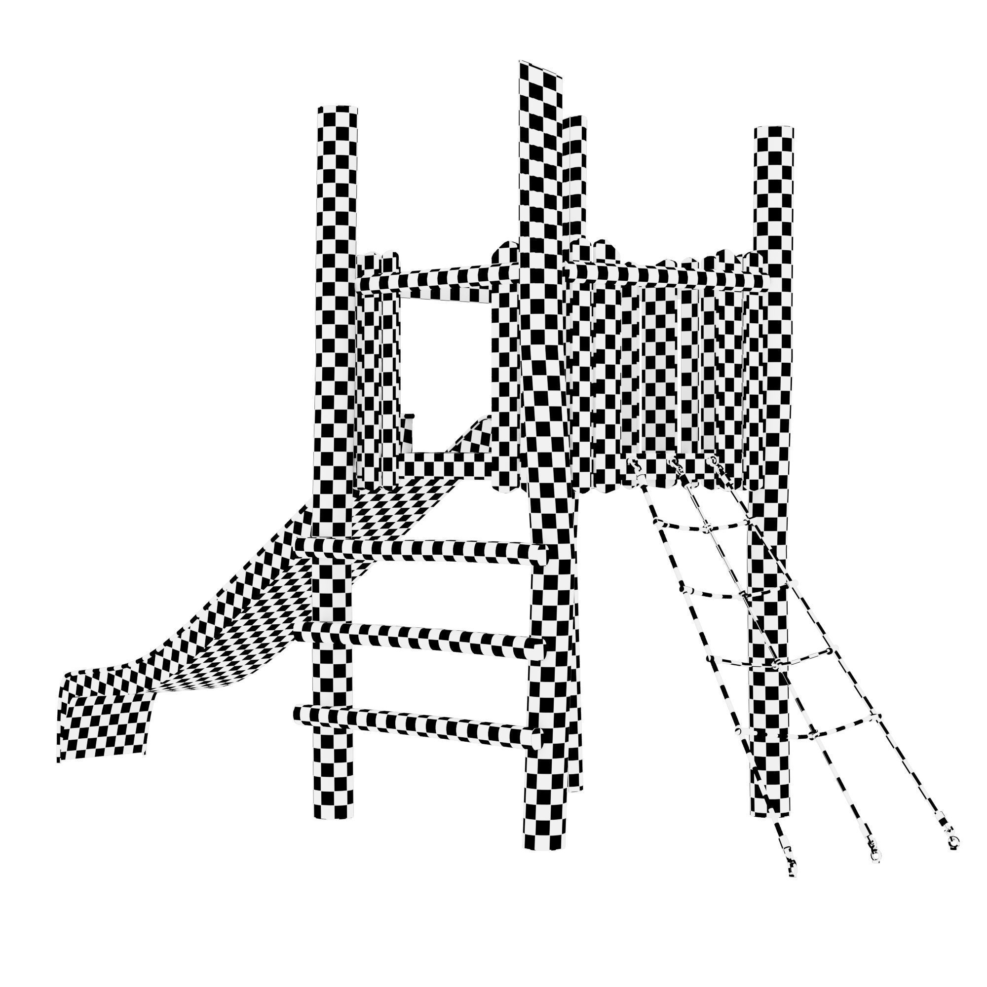 Play platform with slide and net 3D model_6