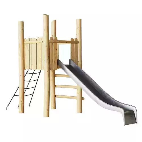 Play platform with slide and net
