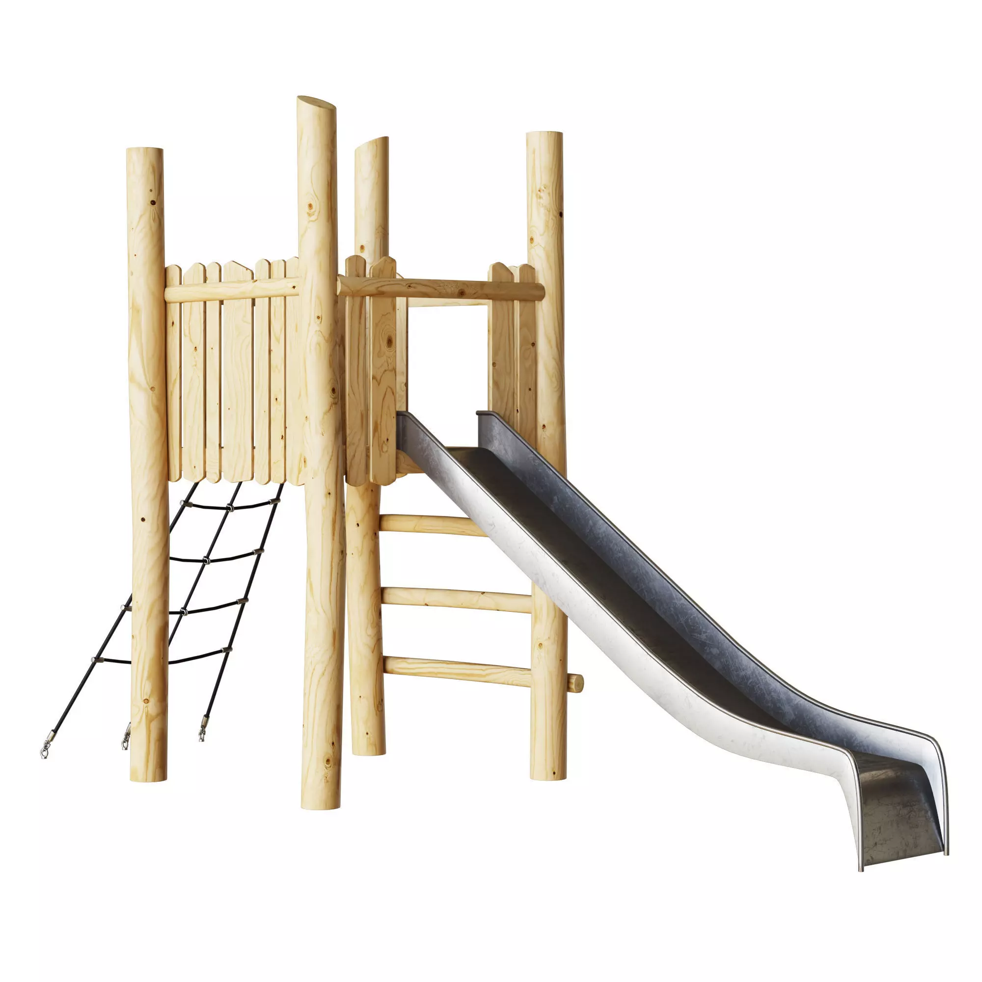 Play platform with slide and net 3D model_0