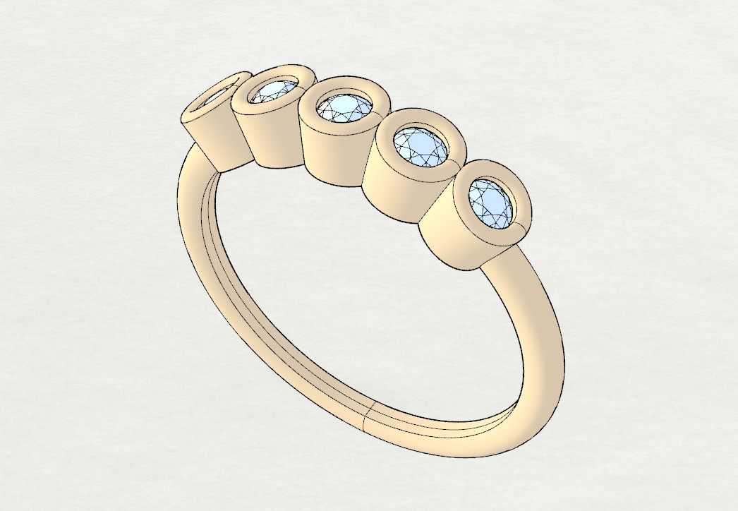Round cut bezel ring N9 3D print model_7