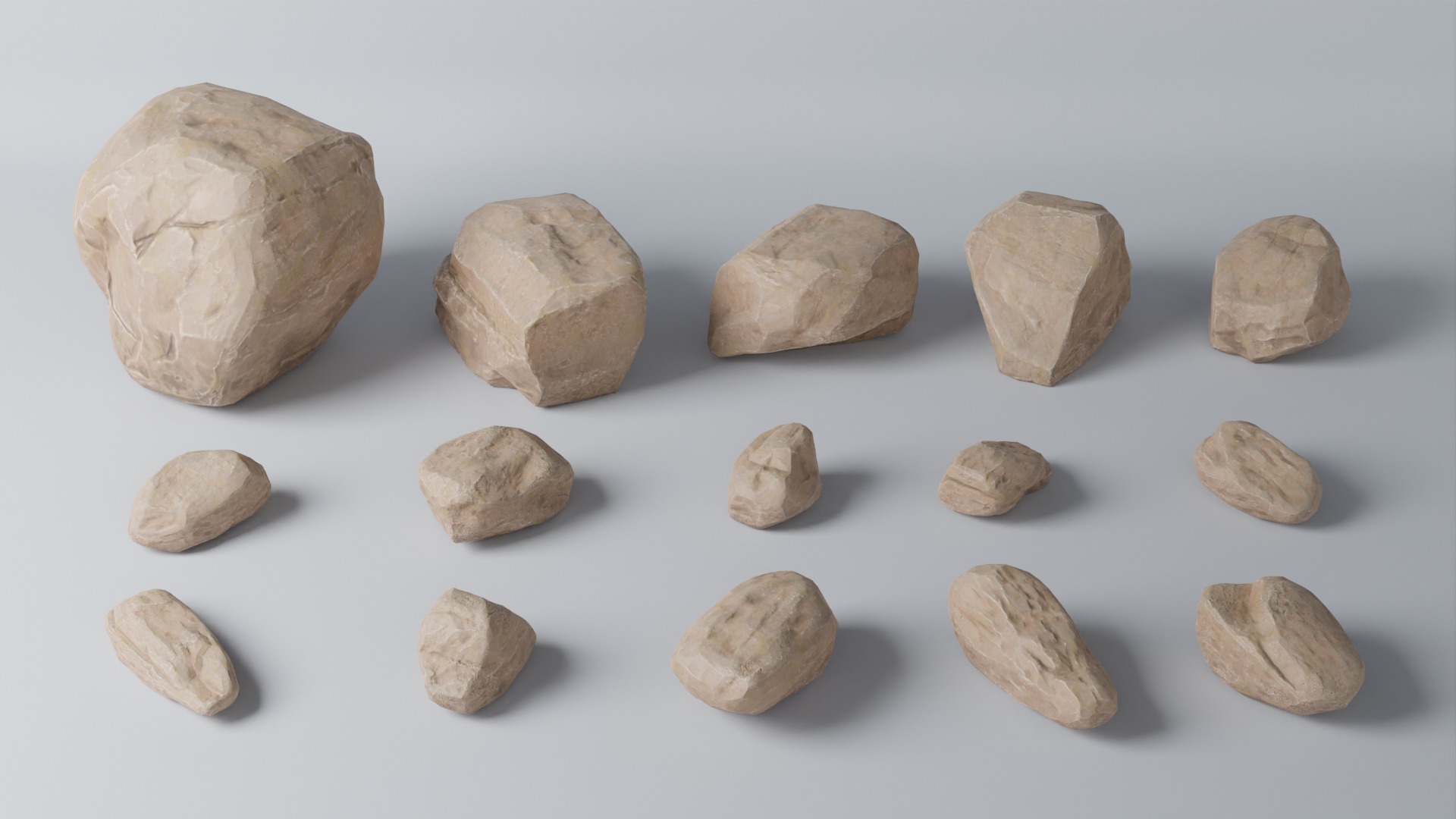 15 Stylized Grey Rocks Low Poly 3D Assets for Games and VR Low-poly 3D model_16
