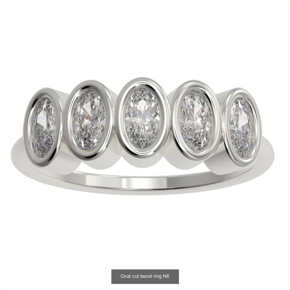 9 different Bezel set rings 3D Model Collection_6