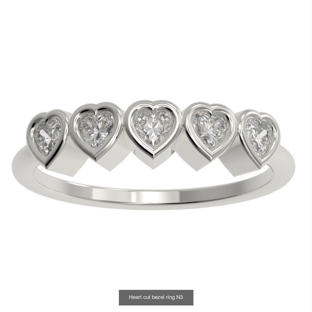 9 different Bezel set rings 3D Model Collection_3