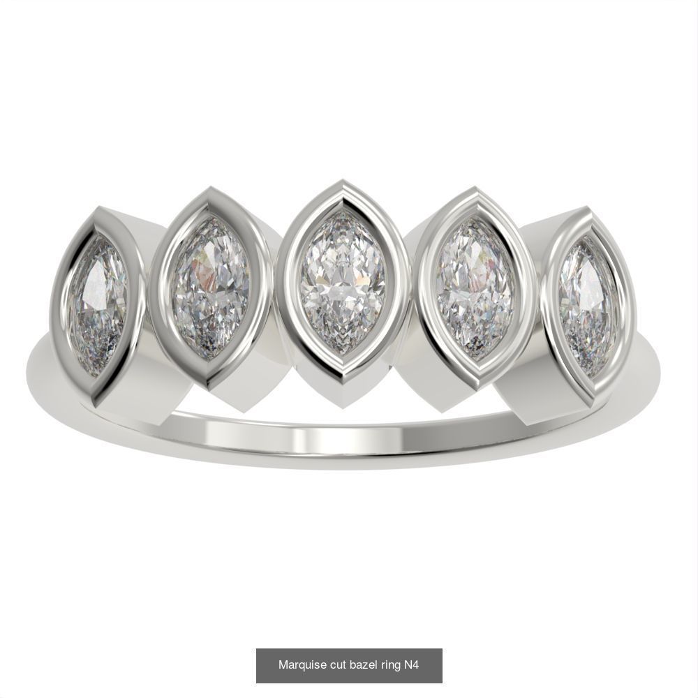 9 different Bezel set rings 3D Model Collection_4