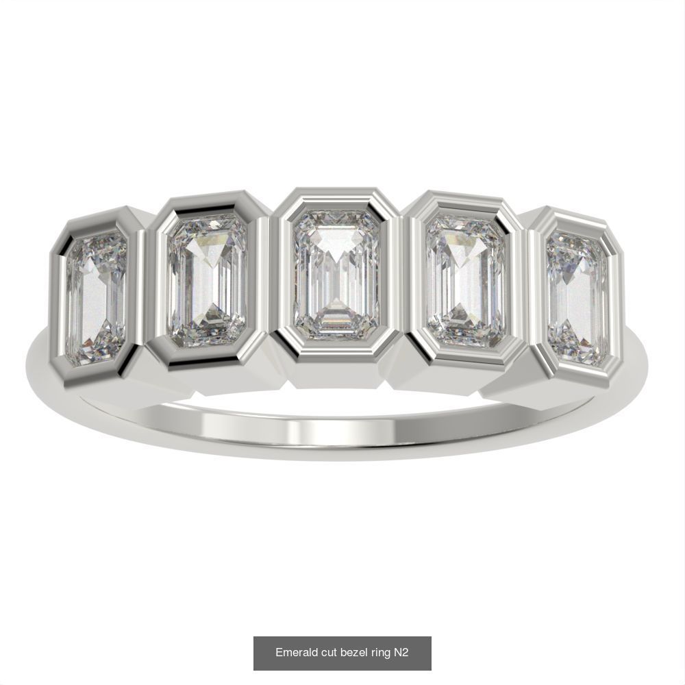 9 different Bezel set rings 3D Model Collection_2