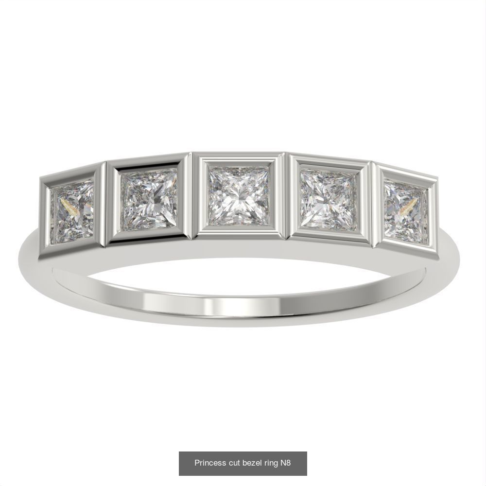 9 different Bezel set rings 3D Model Collection_8