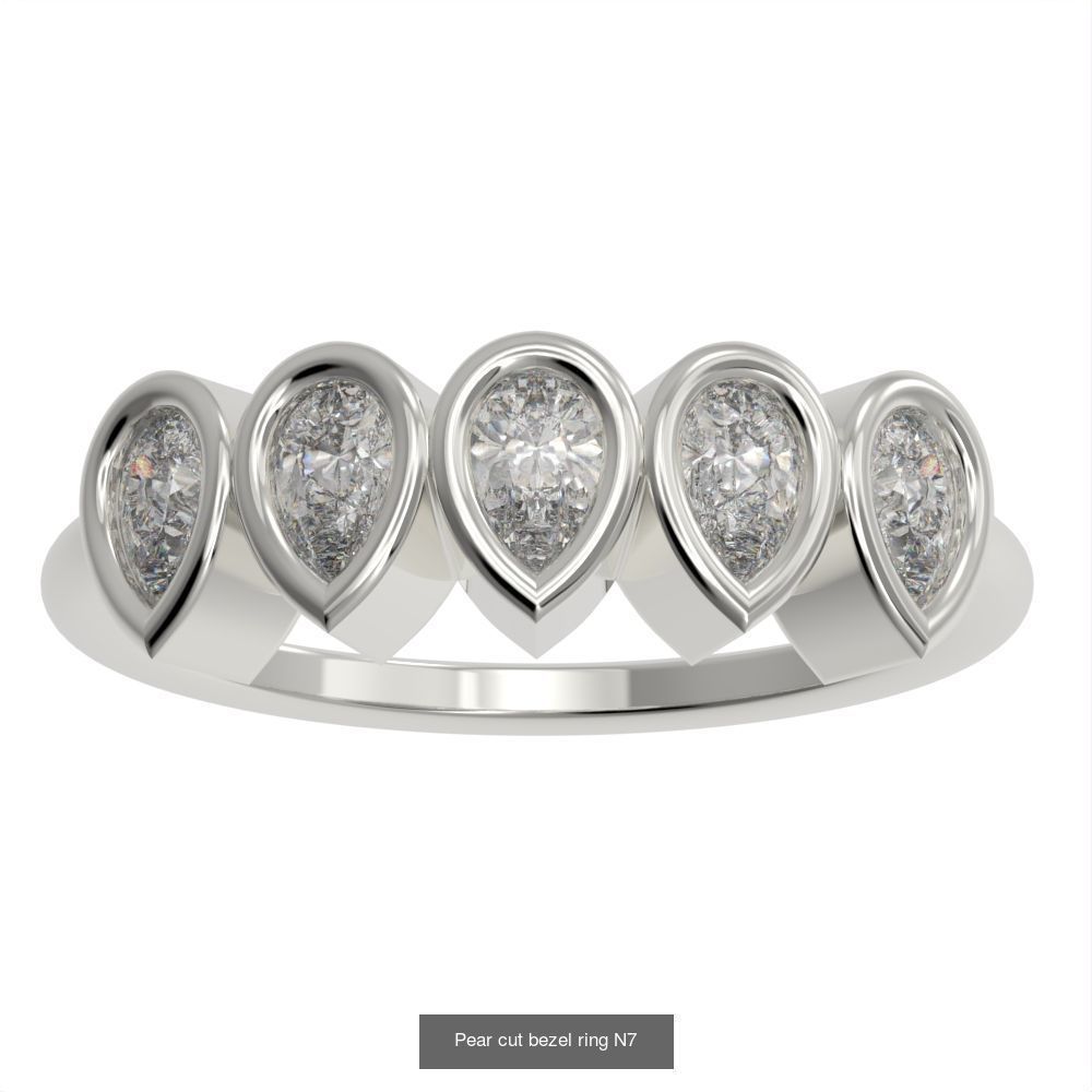 9 different Bezel set rings 3D Model Collection_7